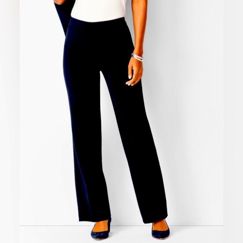 Talbots Classic Pull-on Stretch Black Wide Leg Versatile Pants Womens Medium EUC